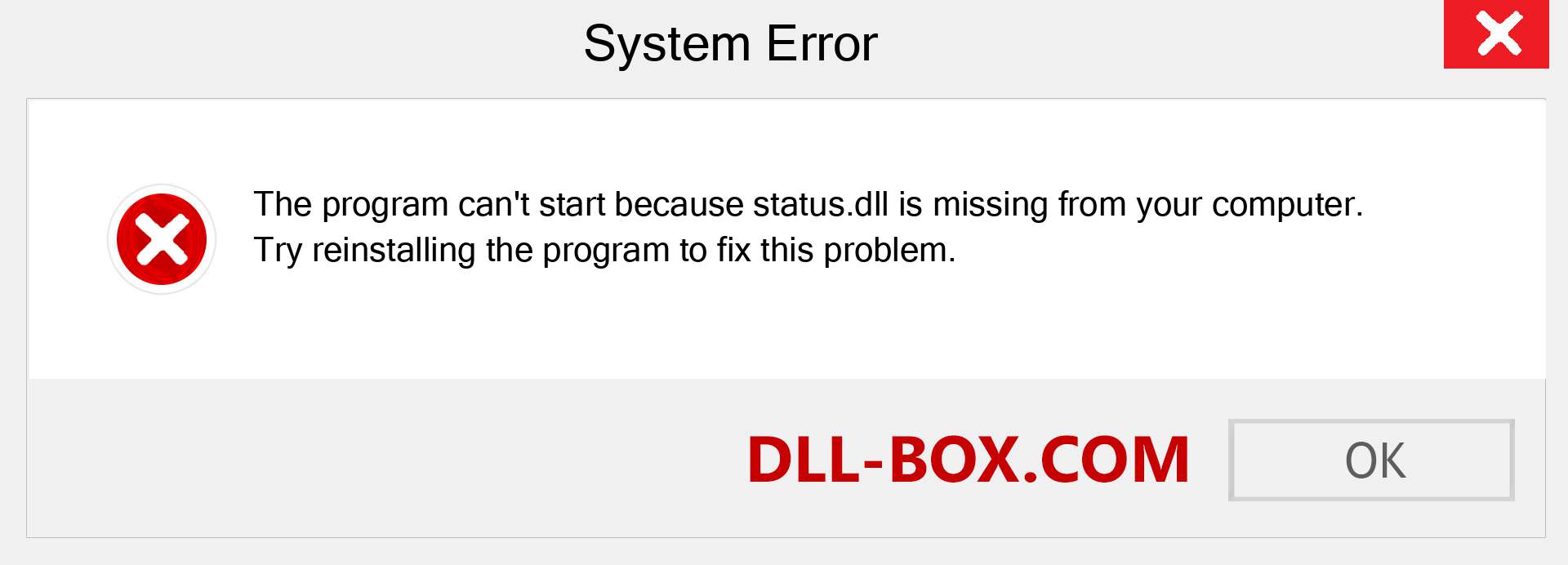  status.dll file is missing?. Download for Windows 7, 8, 10 - Fix  status dll Missing Error on Windows, photos, images