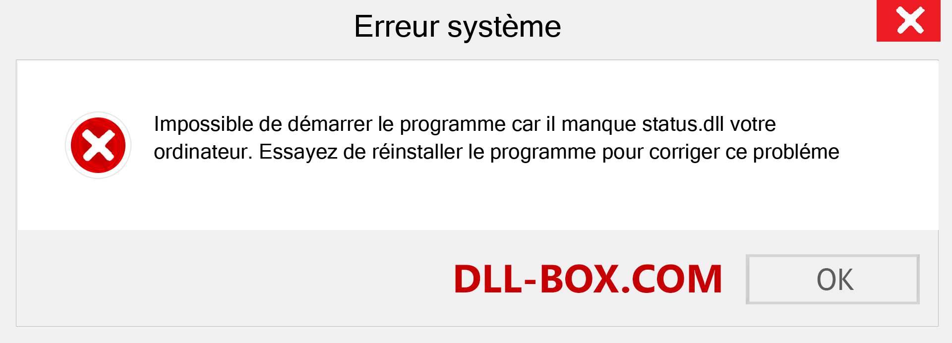 Le fichier status.dll est manquant ?. Télécharger pour Windows 7, 8, 10 - Correction de l'erreur manquante status dll sur Windows, photos, images