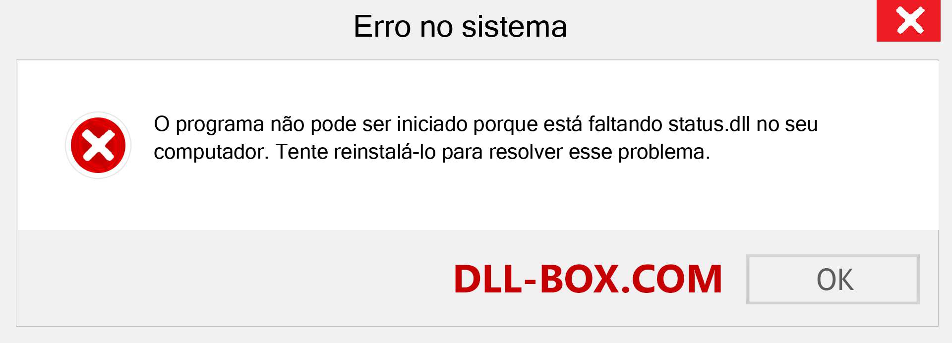 Arquivo status.dll ausente ?. Download para Windows 7, 8, 10 - Correção de erro ausente status dll no Windows, fotos, imagens